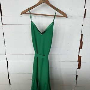 Green Spaghetti Strap Midi Sundress for Cocktail Events